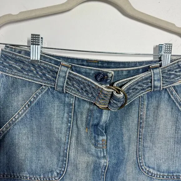 The Limited Y2K Micro Mini Denim Skirt Women 0 Blue Preppy Bratz Minimal 90s - Picture 4 of 9